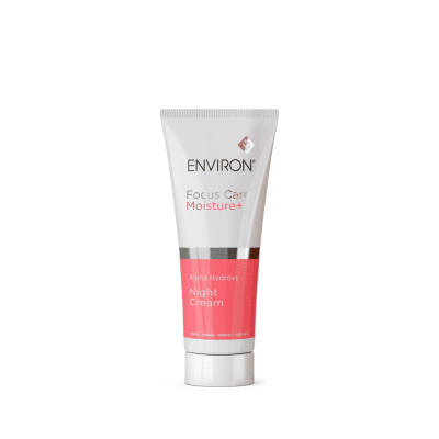 Focus Care Moisture+ Alpha Hydroxy Night Cream 50ml - Specially formulated with medium concentrations of Glycolic Acid and Lactic Acid. By supporting the skin’s natural pH and assisting with the natural exfoliation (desquamation) process of the skin, these Alpha Hydroxy Acids are known to help improve textural problems associated with dehydration, leaving the skin feeling softer and smoother. BENEFITS: Energises tired-looking skin, restoring a radiant appearance. Its mild exfoliating formula helps to refine the appearance of your skin’s texture. Formulated to work in synergy with the Environ vitamin A moisturisers.