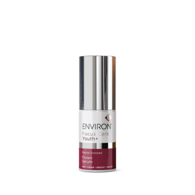 Focus Care Youth+ Peptide Enriched Frown Serum 20ml - Enriched with a super concentrated combination of peptides, this non-invasive serum helps to soften and improve the appearance of wrinkles and fine expression lines such as forehead furrows, frown lines and “crow’s feet”. BENEFITS: Regular use helps to soften and improve the appearance of expression lines, giving skin a more youthful appearance. It makes tired-looking skin feel more refreshed and relaxed. To optimise efficacy, use the serum in conjunction with Environ’s Electro-Sonic DF Mobile Skin Care Device which will assist to deliver more essential nutrients to where the skin needs them most.